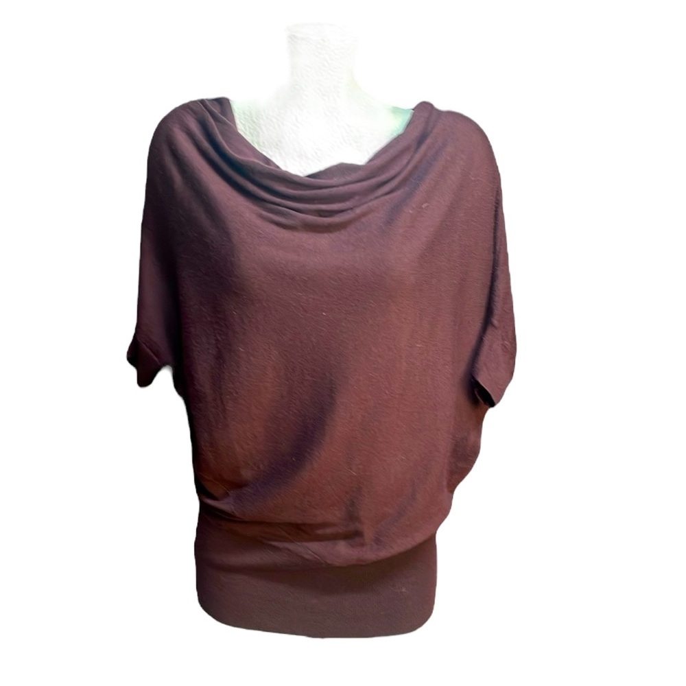 LOFT Burgundy Draped Cowl Neck Batwing Sweater